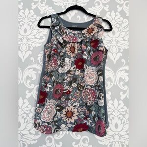 10/$25 • LOFT Floral Ruffle Neckline Sleeveless Top